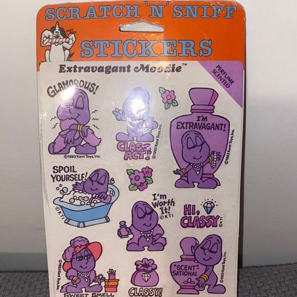 Scratch n Sniff Stickers Vintage Decal Specialities 1980’s Extravagant Moodie Pu - Picture 3 of 8
